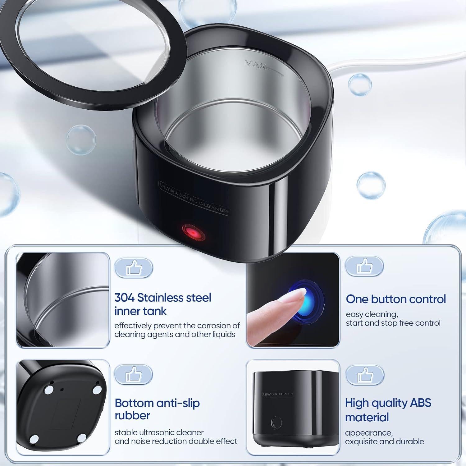 Limpiador Ultrasónico de Dentaduras 42kHz - Portátil 180ml