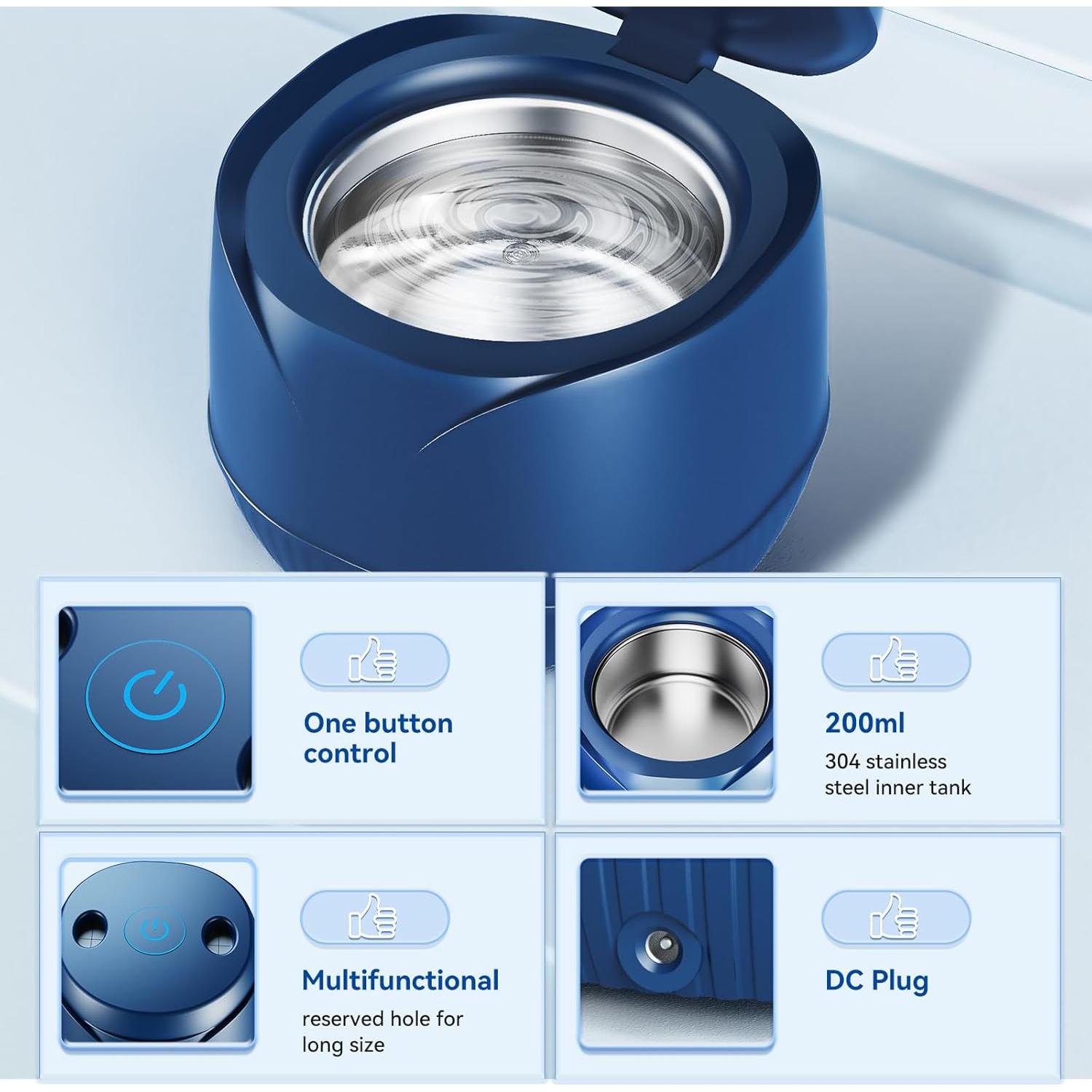 Limpiador Ultrasónico de Retenedores Angseen 200ML 45kHz Azul