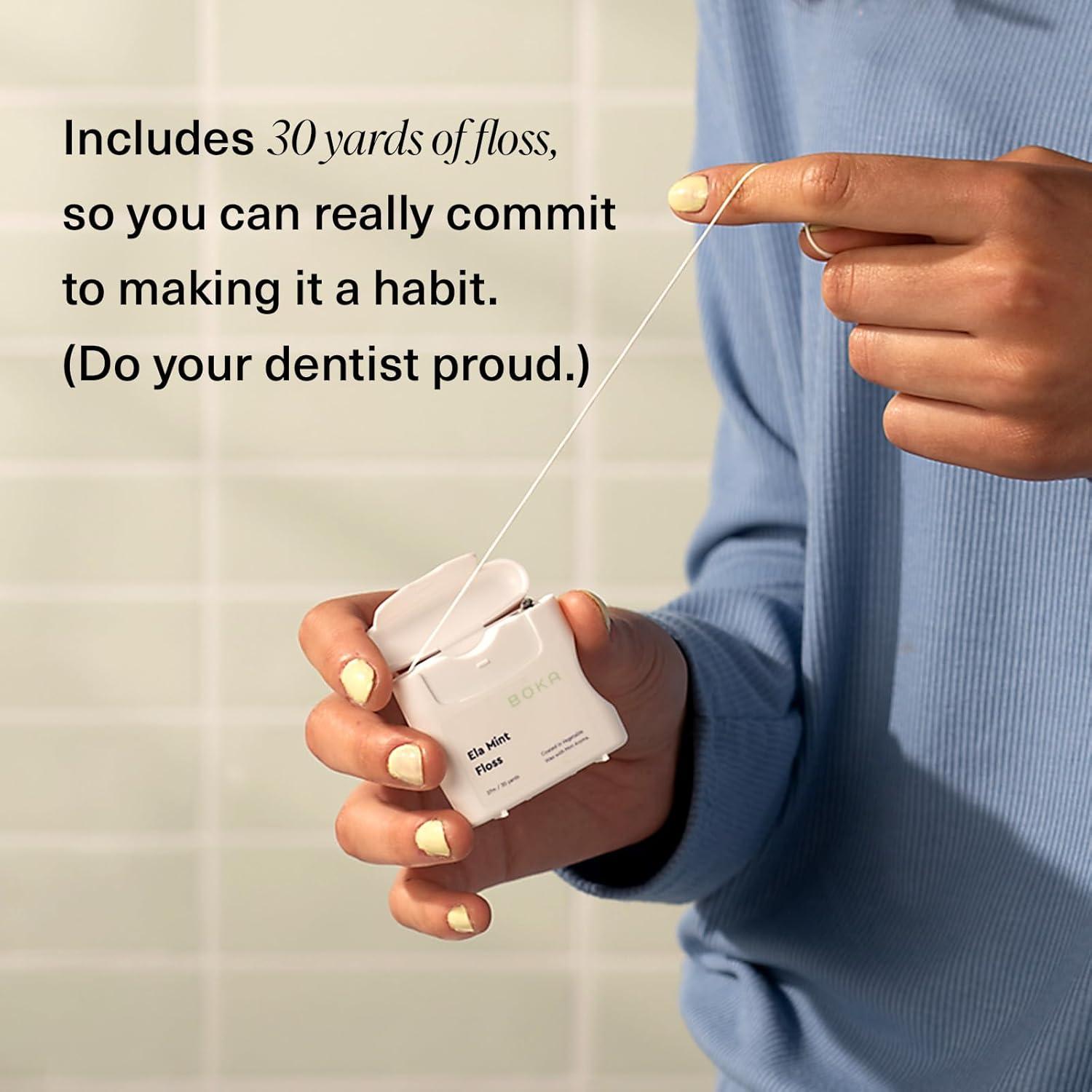 Hilo Dental Boka Ela Mint 27.43m Cera Vegetal Libre de Teflón