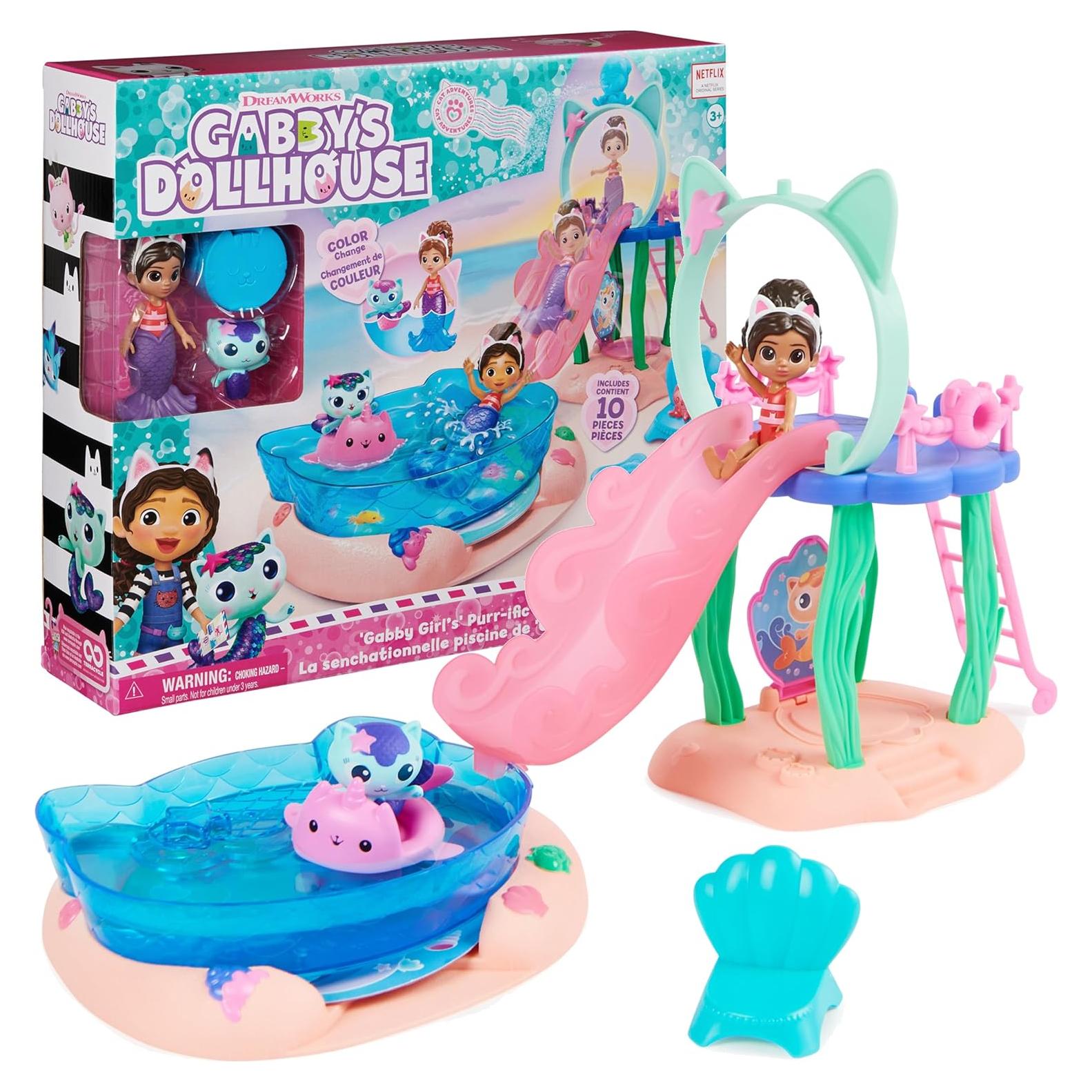 Gabby’s Dollhouse Purr-ific Pool Set con Gabby y MerCat