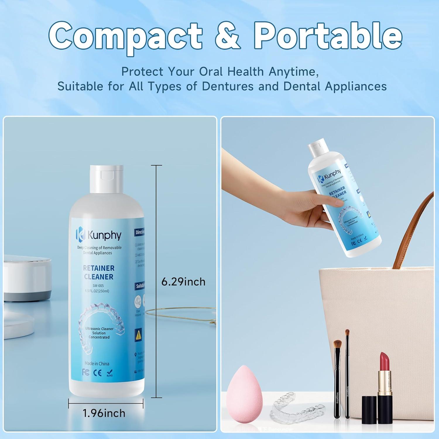 Limpiador Ultrasónico de Retenedores Kunphy 2x250ml - Limpieza Profesional