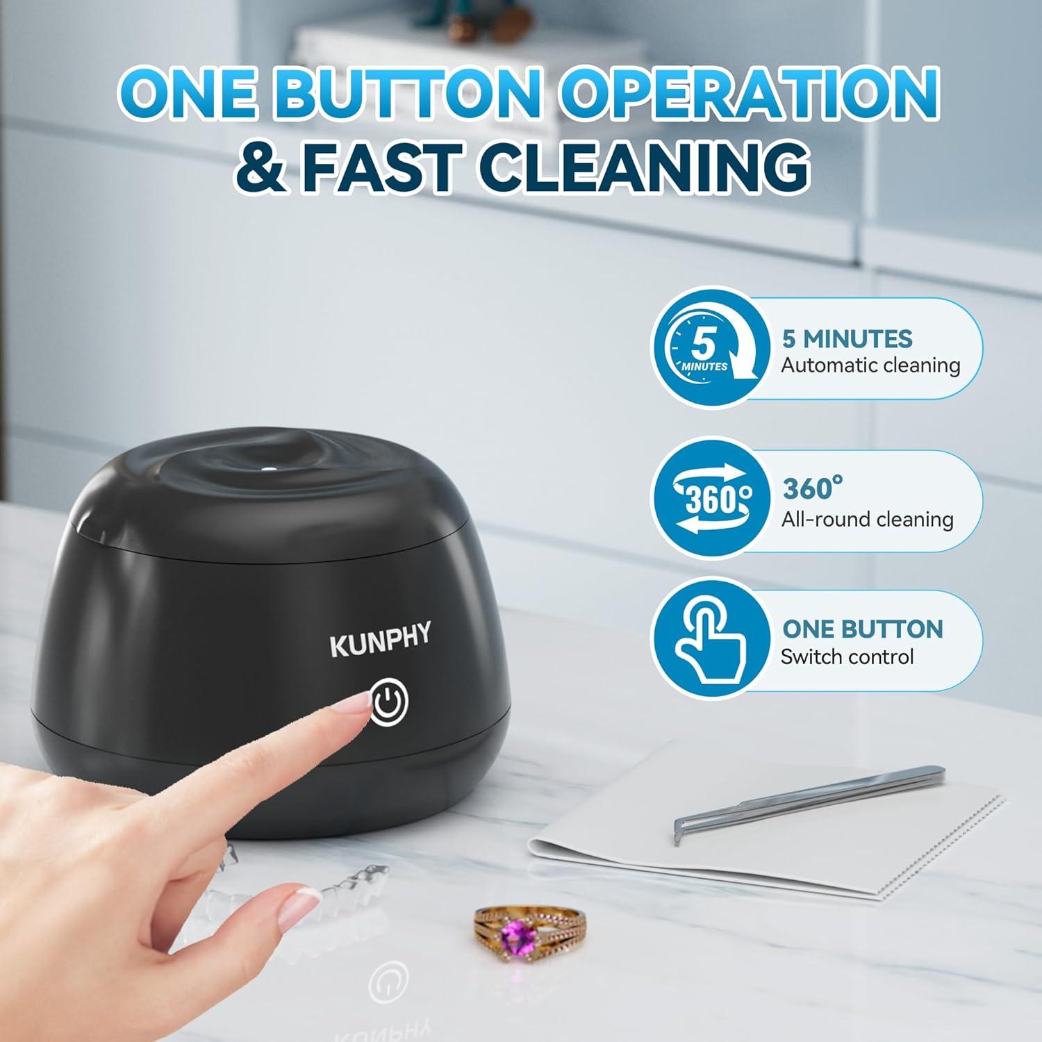 Limpiador Ultrasonido KUNPHY 48kHz para Dentaduras y Joyería