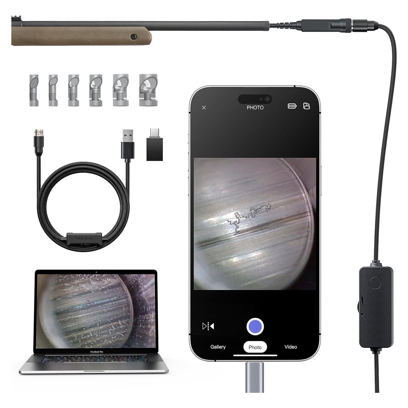 Borescope USB-C Teslong NTG100-C para Rifles, 114.3 cm