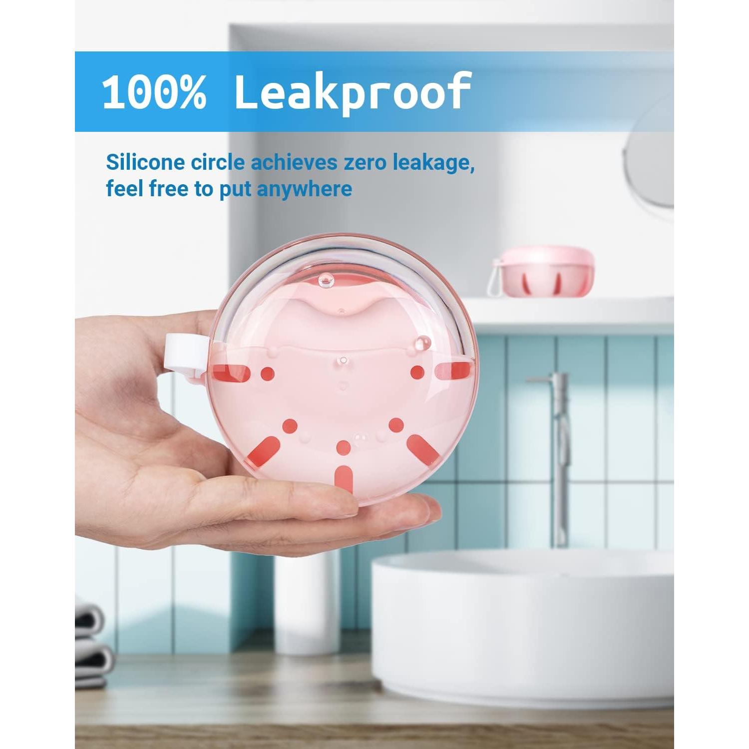 Estuche para Dentaduras SEANCHEER Rosa Portátil a Prueba de Fugas