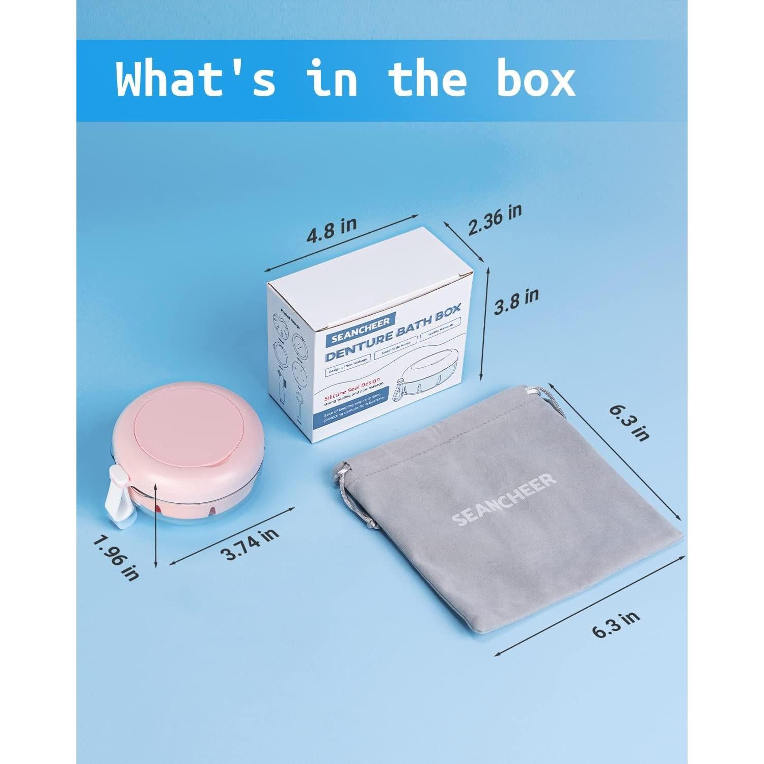 Estuche para Dentaduras SEANCHEER Rosa Portátil a Prueba de Fugas