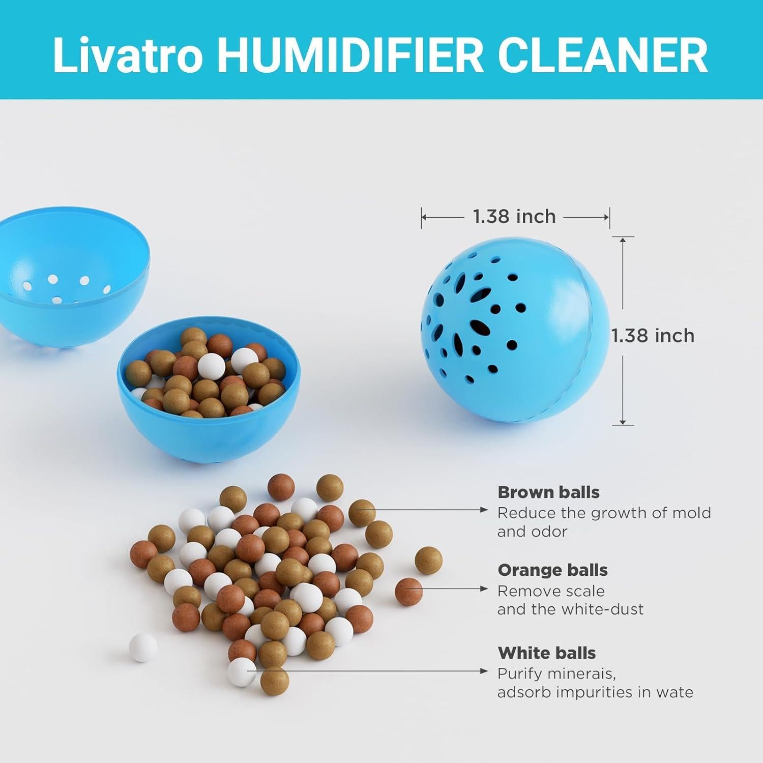 Bolas de Limpieza para Humidificador Livatro 3PCS - Previene Moho