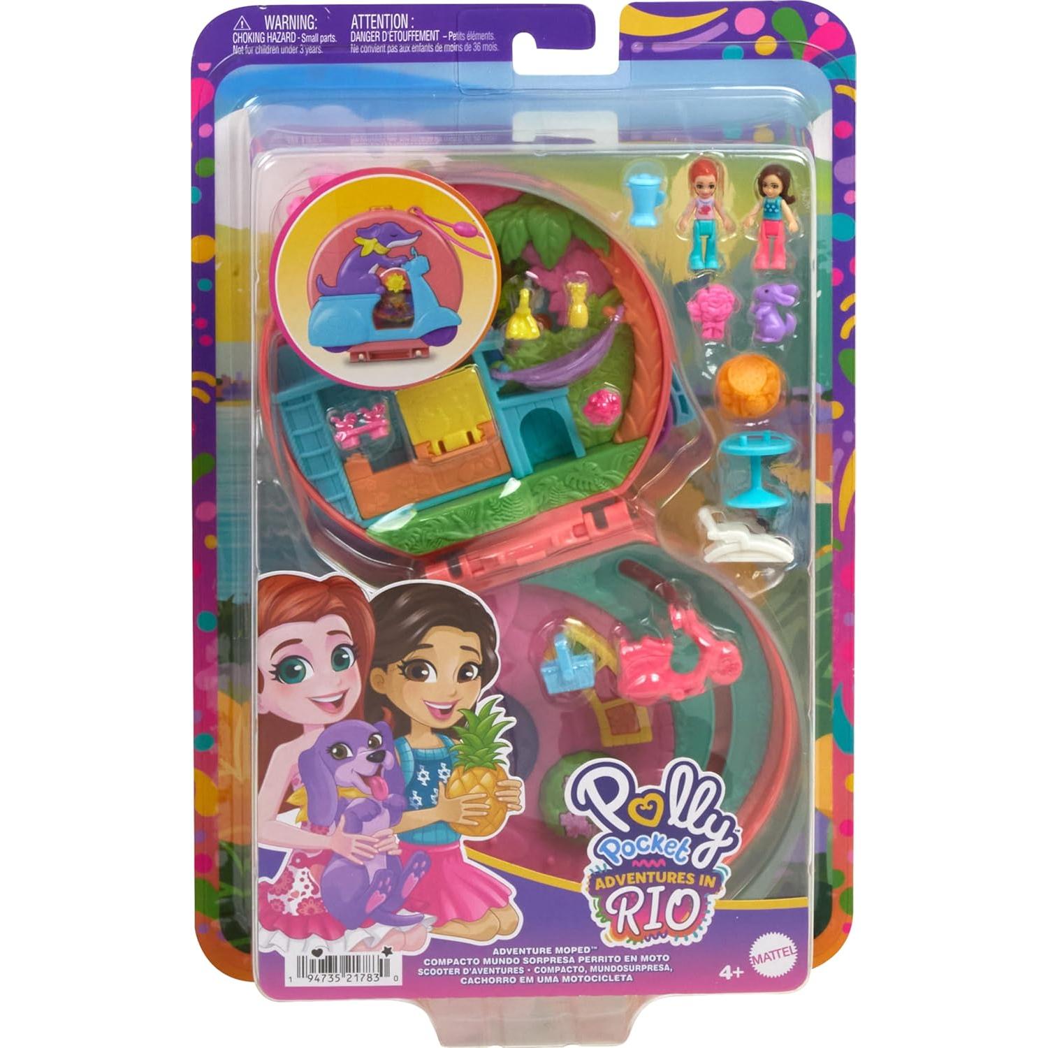 Moped de Aventura Compacto Polly Pocket con 2 Muñecas