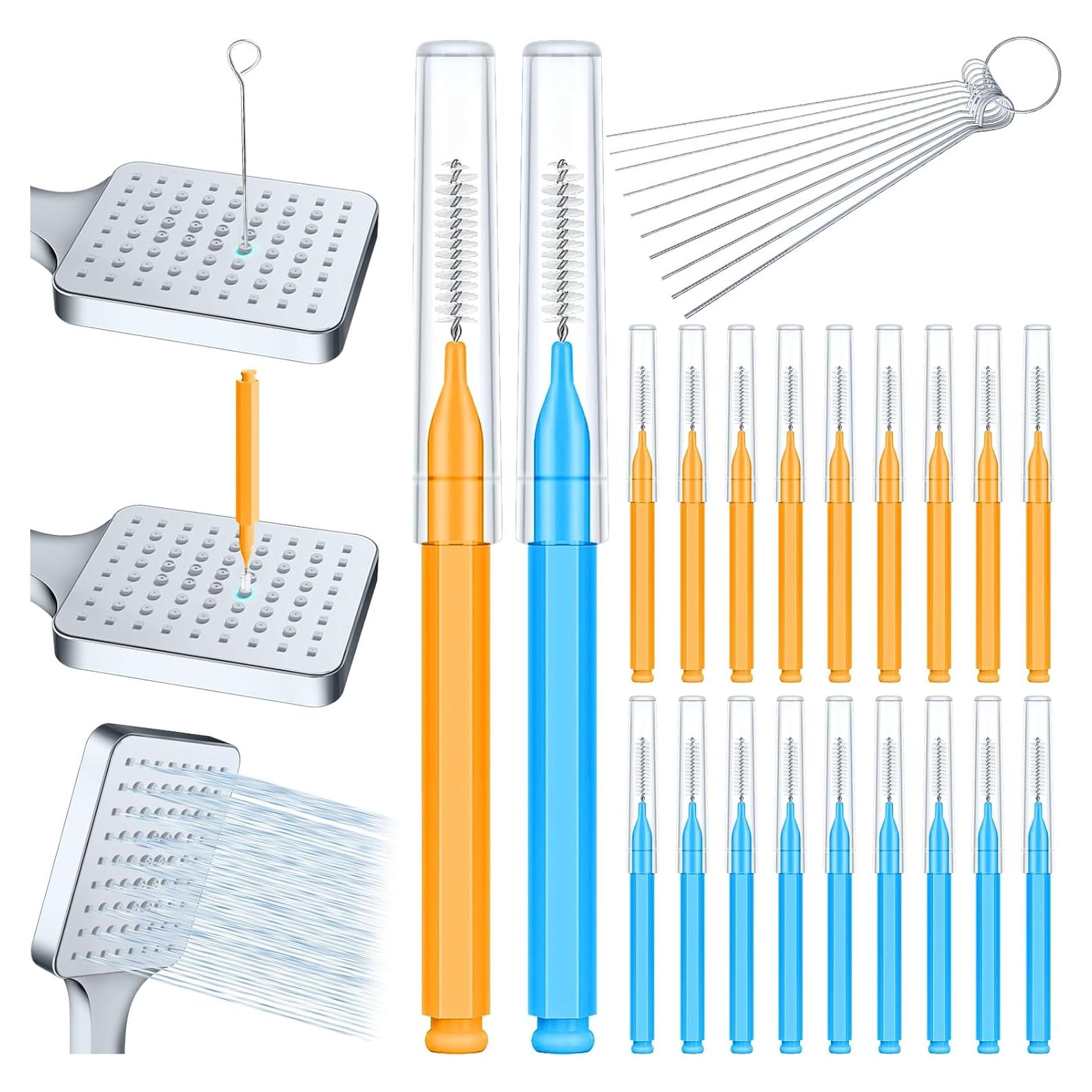 30 Piezas Limpiador de Cabezal de Ducha Lumkew - Naranja y Azul