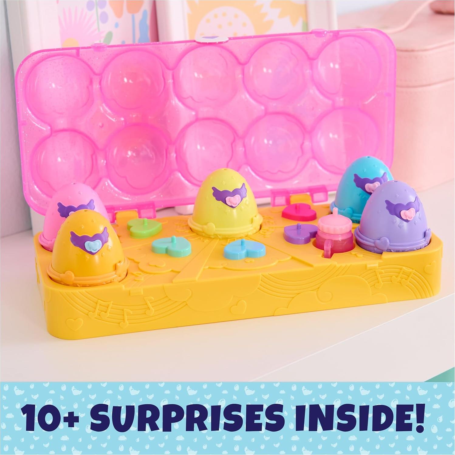 Hatchimals Alive Spin Master Cartón Rosa y Amarillo con 6 Figuras