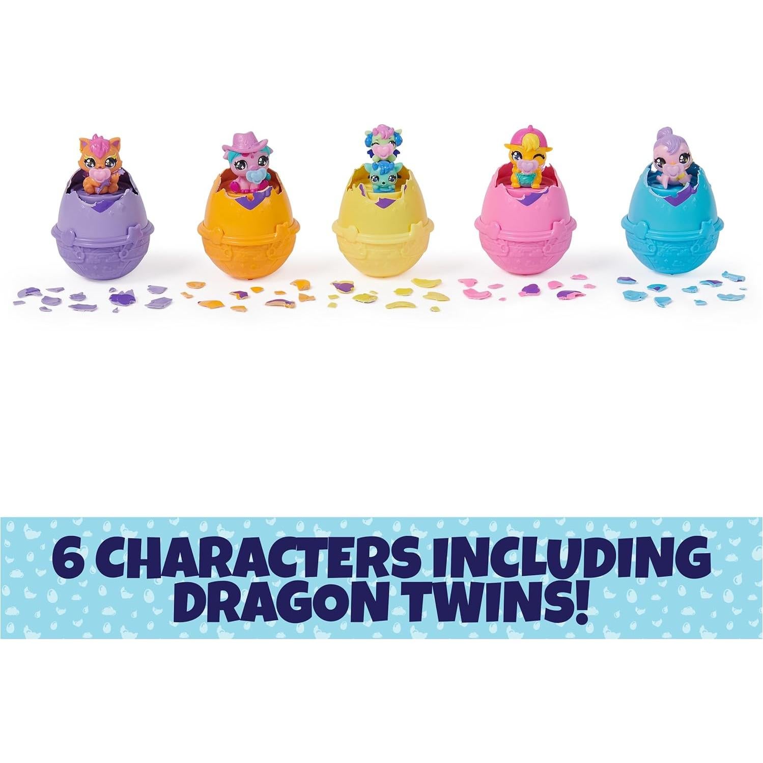 Hatchimals Alive Spin Master Cartón Rosa y Amarillo con 6 Figuras