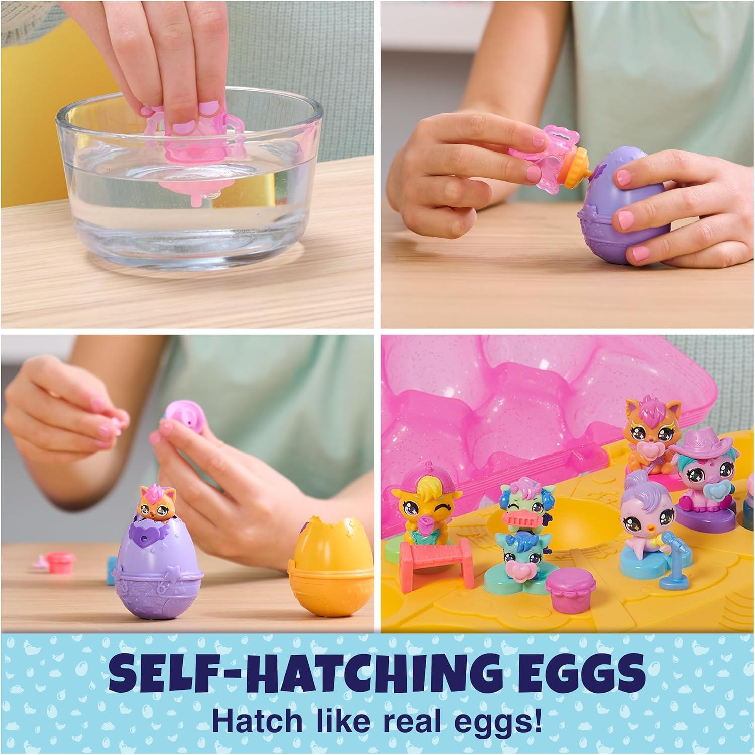 Hatchimals Alive Spin Master Cartón Rosa y Amarillo con 6 Figuras