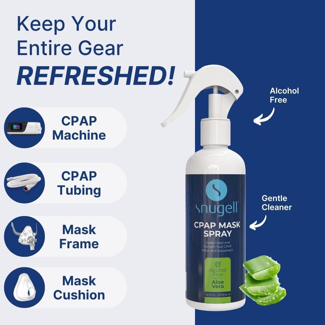 Spray Limpiador CPAP Snugell 473 ml - Sin Alcohol con Aloe Vera