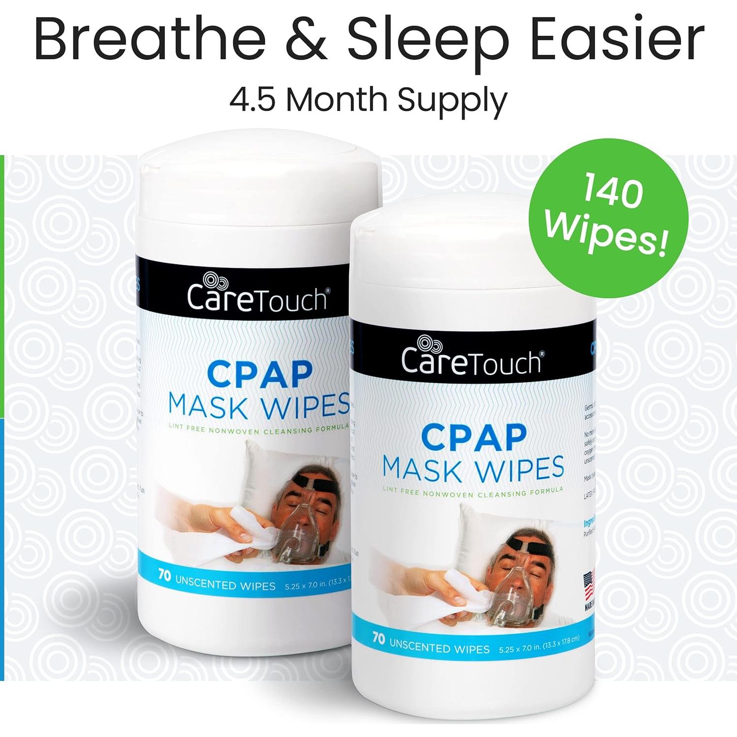 Toallitas de Limpieza CPAP CareTouch - 2 Paquetes de 70 Unidades