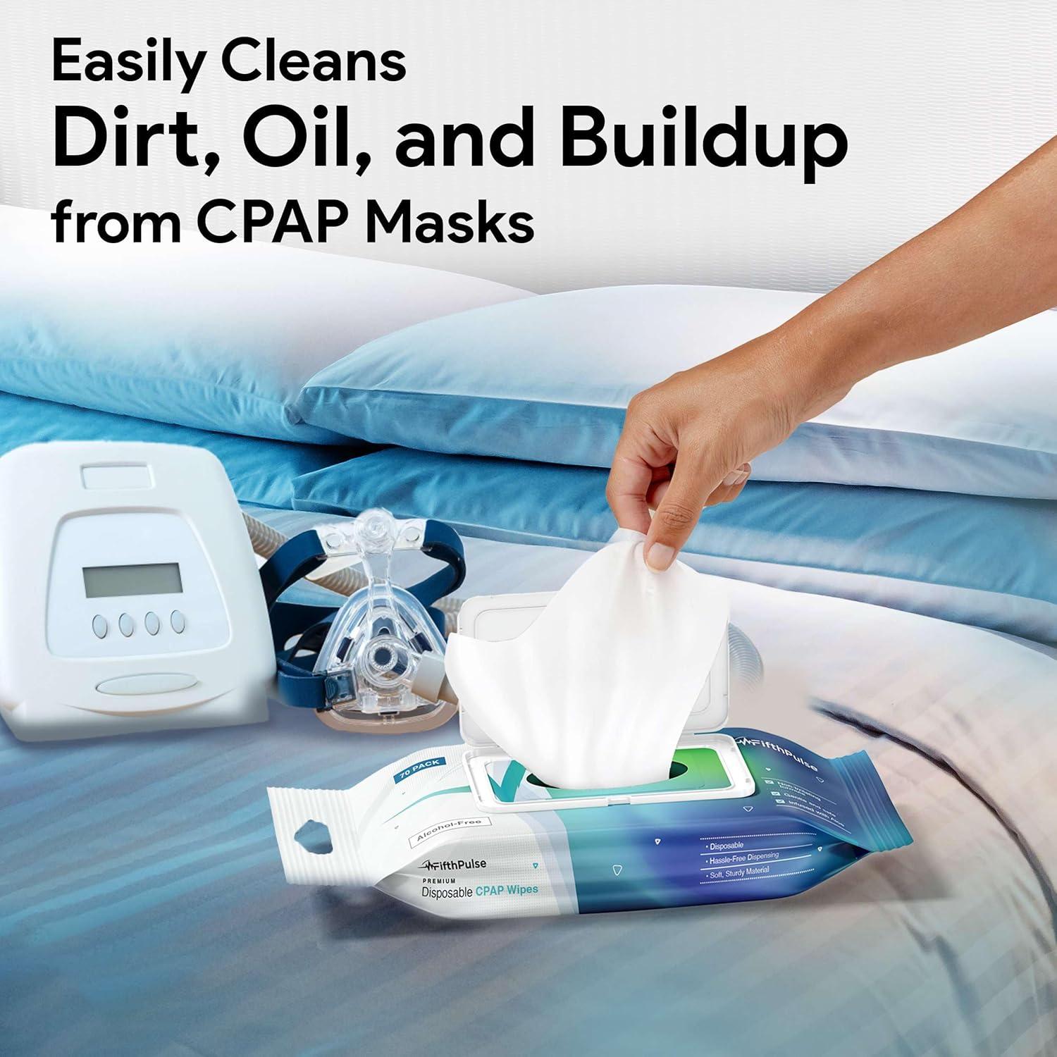 CPAP Mask Wipes - Disposable CPAP Cleaner Wipes - Unscented, Aloe Infused, and Alcohol Free - 70 Pack