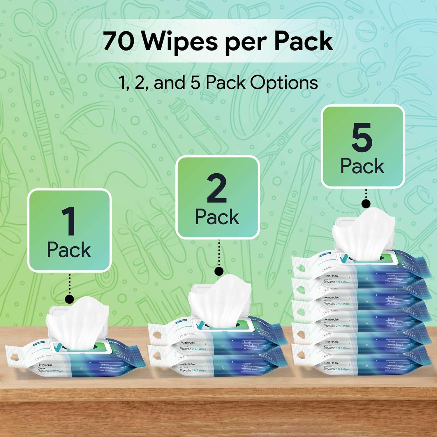 CPAP Mask Wipes - Disposable CPAP Cleaner Wipes - Unscented, Aloe Infused, and Alcohol Free - 70 Pack