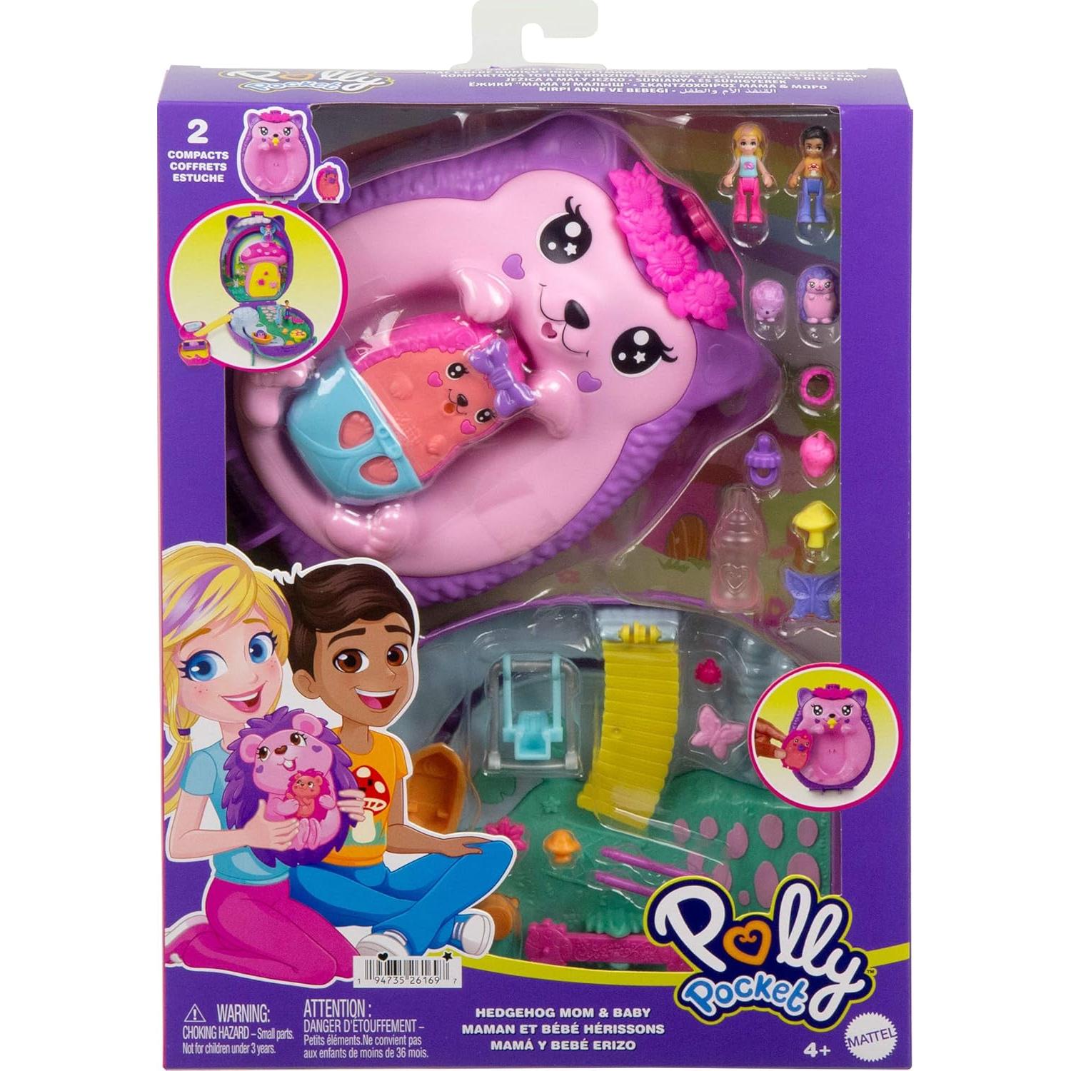 Juguete de Viaje Polly Pocket Erizo 2-en-1 con 2 Muñecas