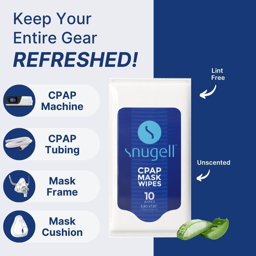 Toallitas CPAP de Viaje Snugell - 12 Paquetes de 10 Hojas