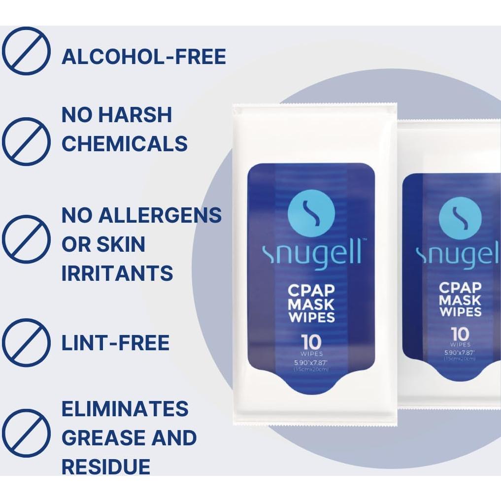 Toallitas CPAP de Viaje Snugell - 12 Paquetes de 10 Hojas
