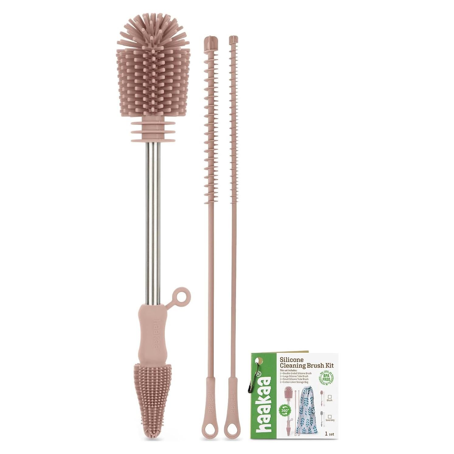 Kit de Cepillos de Limpieza Haakaa - 3 Piezas Rosa