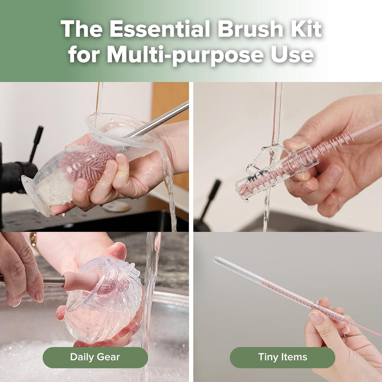 Kit de Cepillos de Limpieza Haakaa - 3 Piezas Rosa