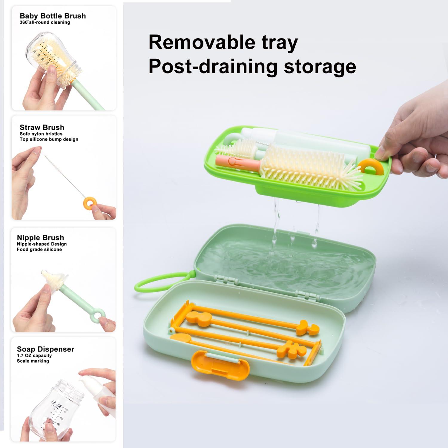 Kit Limpiador de Botellas Suvast 7 en 1 Verde para Bebés