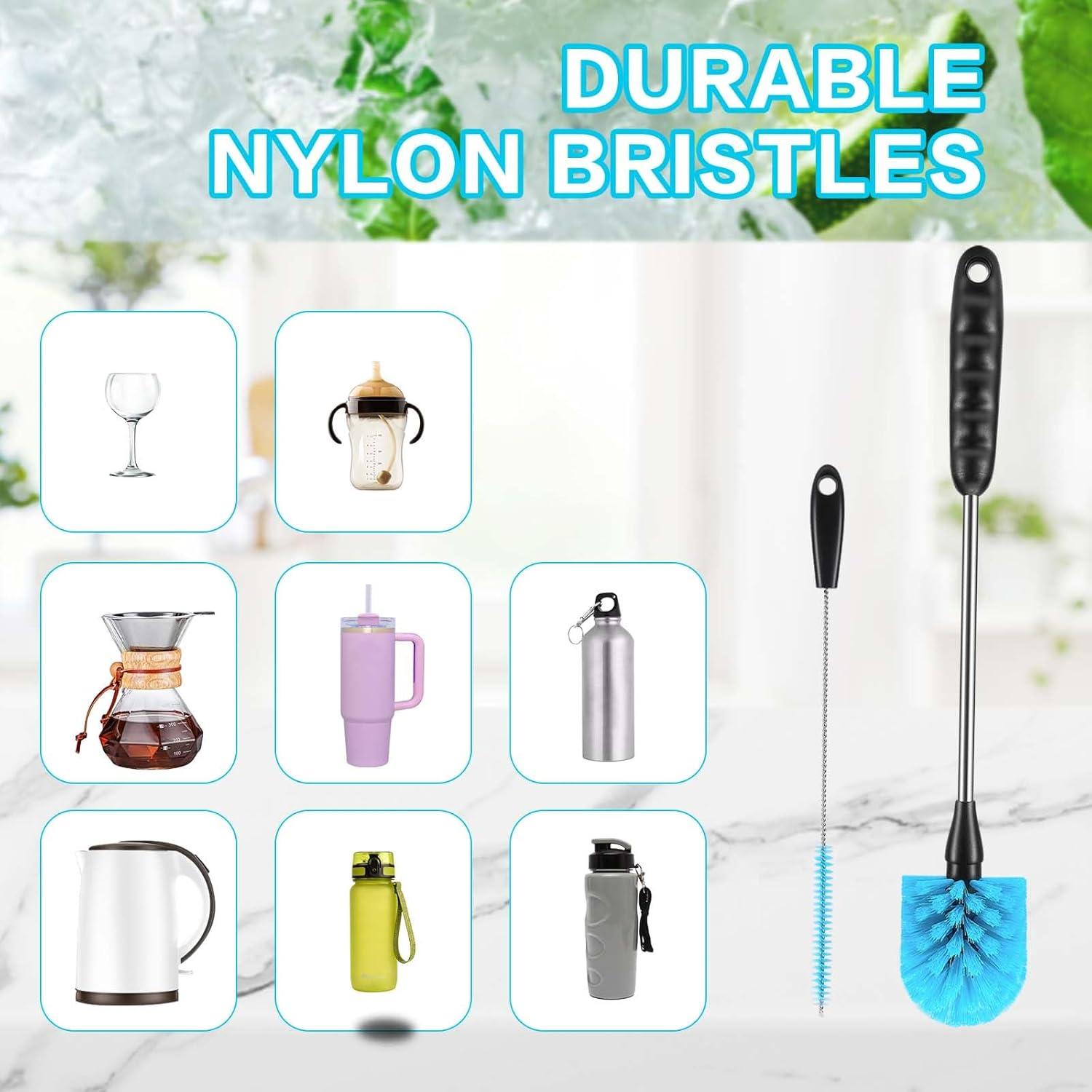 Cepillo Limpiador de Botellas XENNRY, Set 3 en 1, Azul