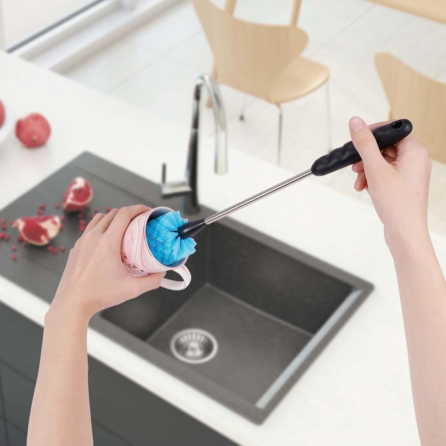 Cepillo Limpiador de Botellas XENNRY, Set 3 en 1, Azul