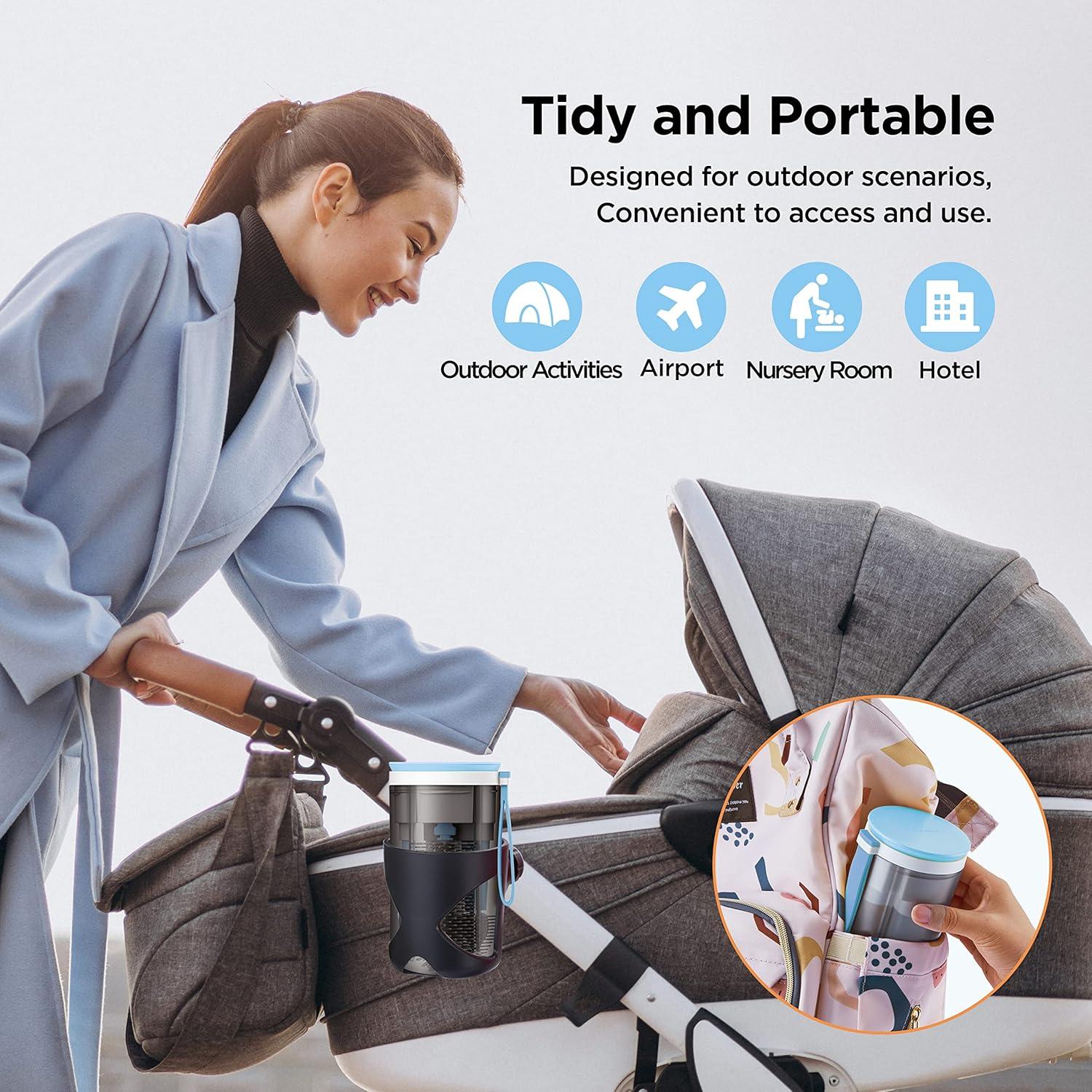 Cepillo de Botellas VOGOGE 3-en-1 con Soporte Secado Azul