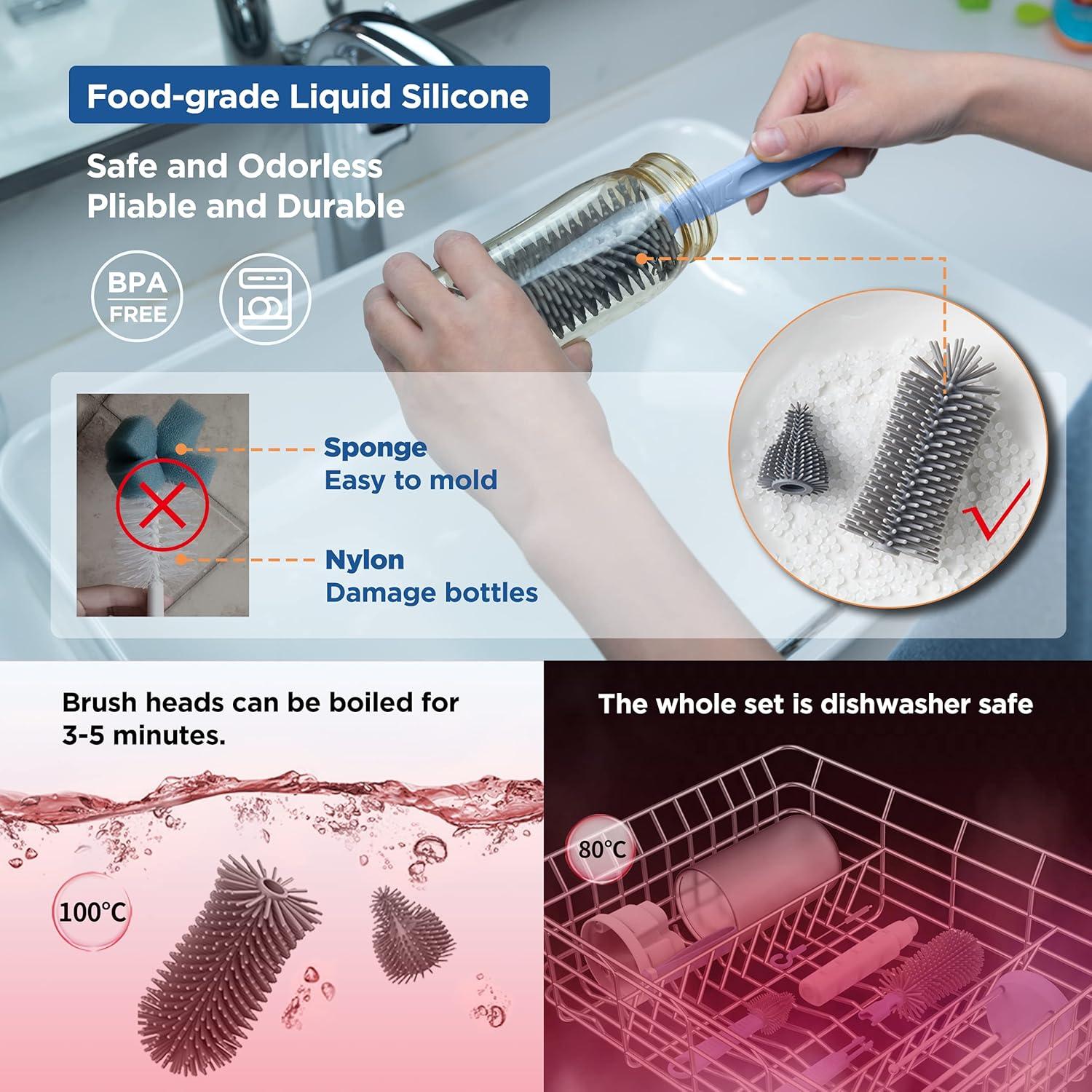 Juego de cepillos para biberones YOTIME, portátil y completo