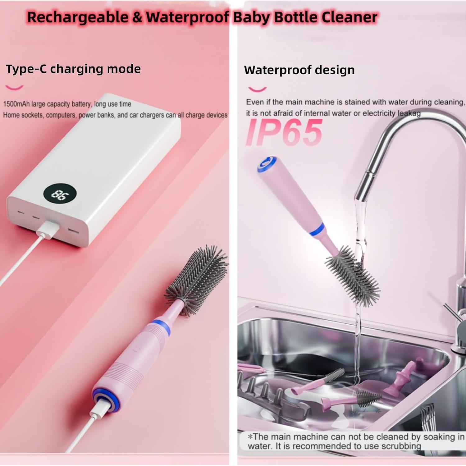 Limpiador eléctrico de botellas Soarup90000 rosa recargable