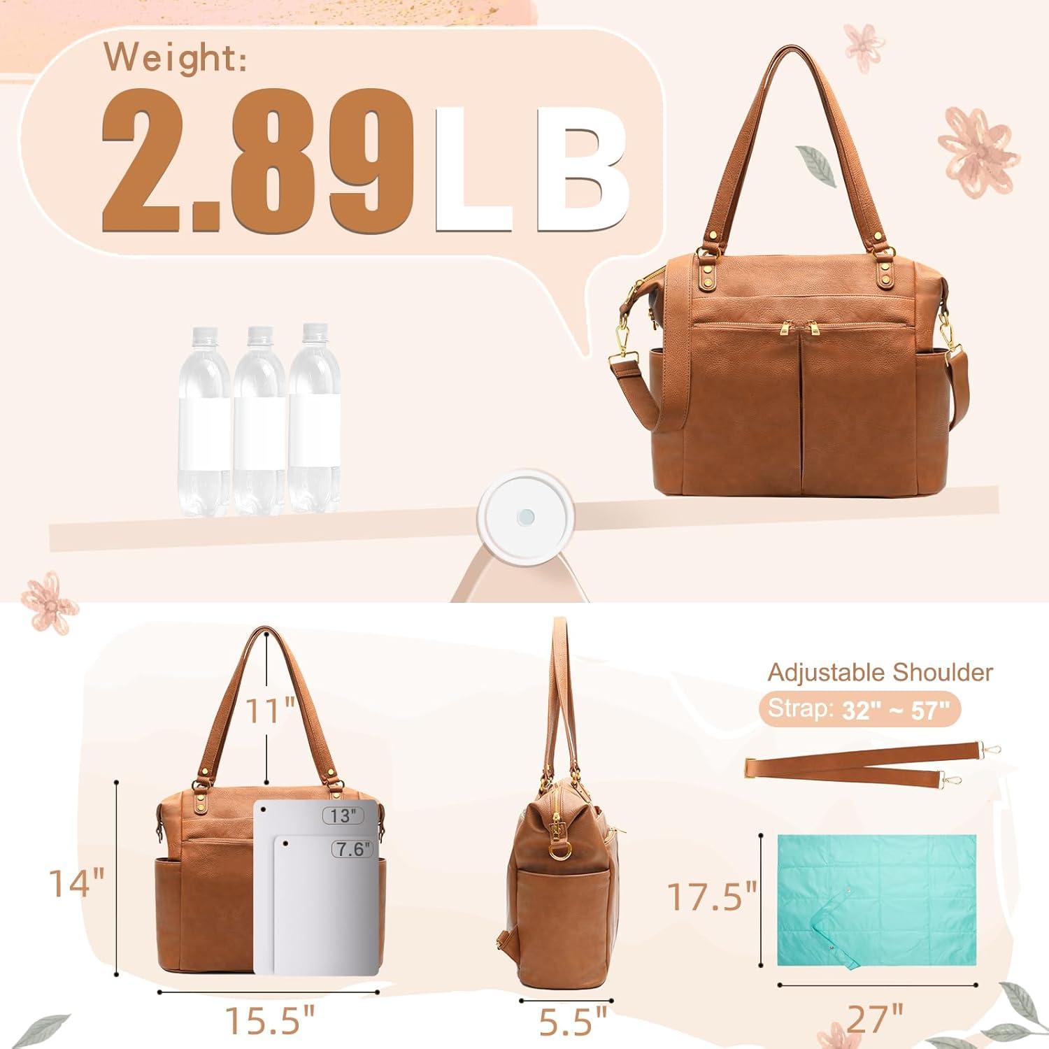 Mochila de Pañales MOMINSIDE 4 en 1 Cuero Vegano Marrón