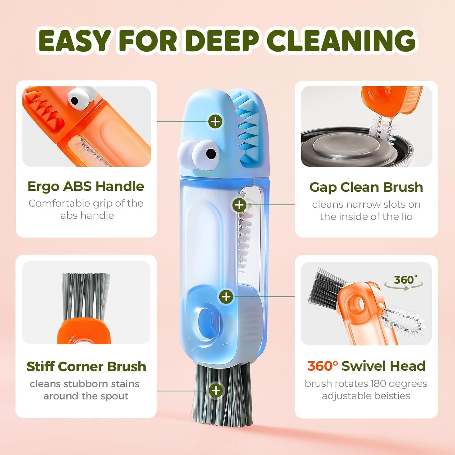 Juego de cepillos de limpieza 3 en 1 AWROSE para botellas y tazas