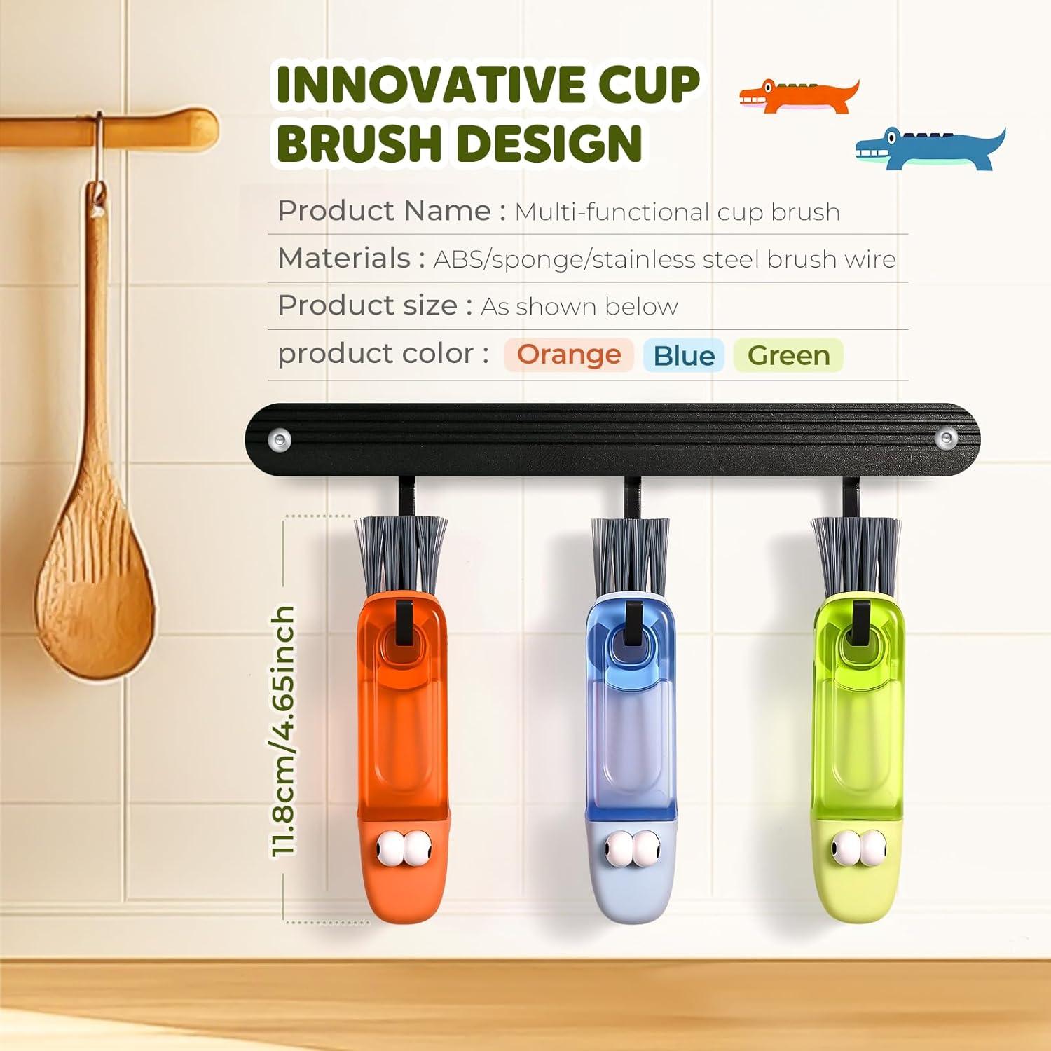 Juego de cepillos de limpieza 3 en 1 AWROSE para botellas y tazas