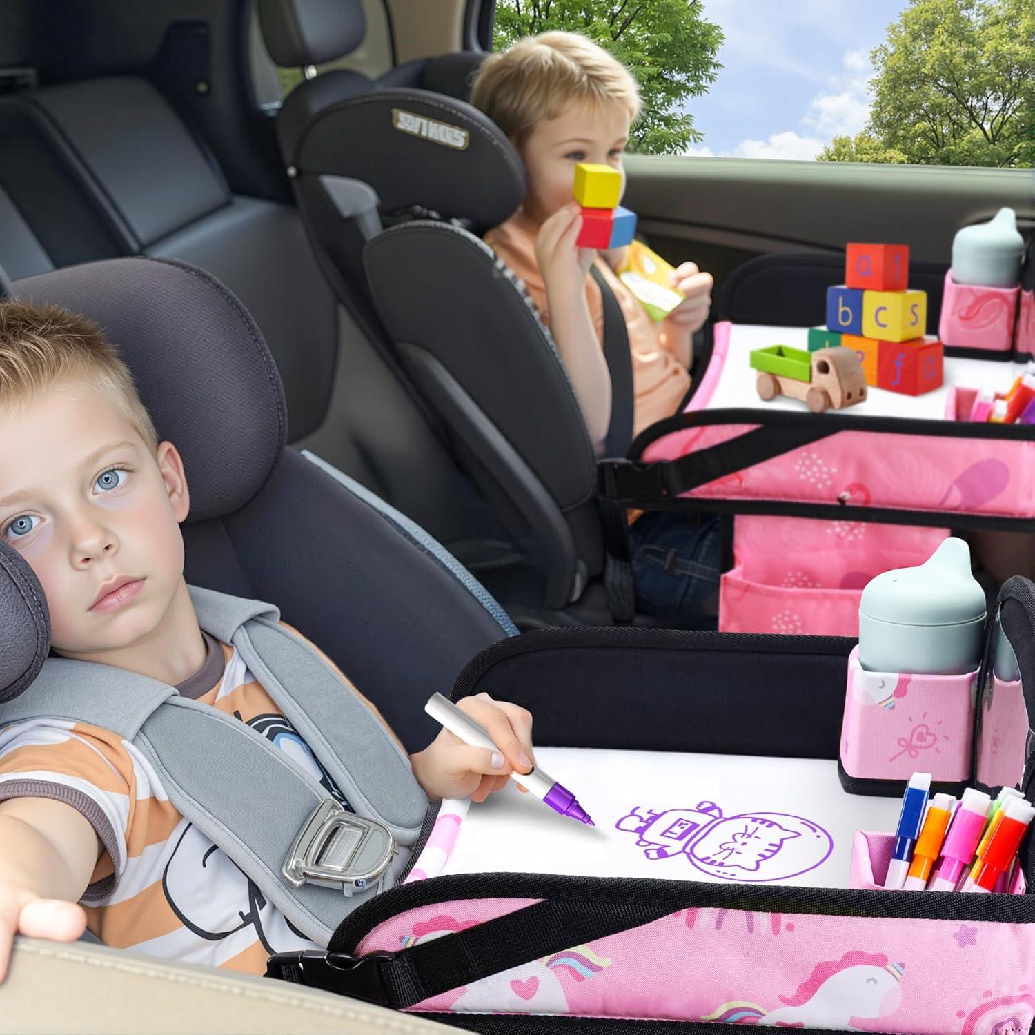 Bandeja de Viaje para Niños WENRENER 2PCS Rosa Ajustable