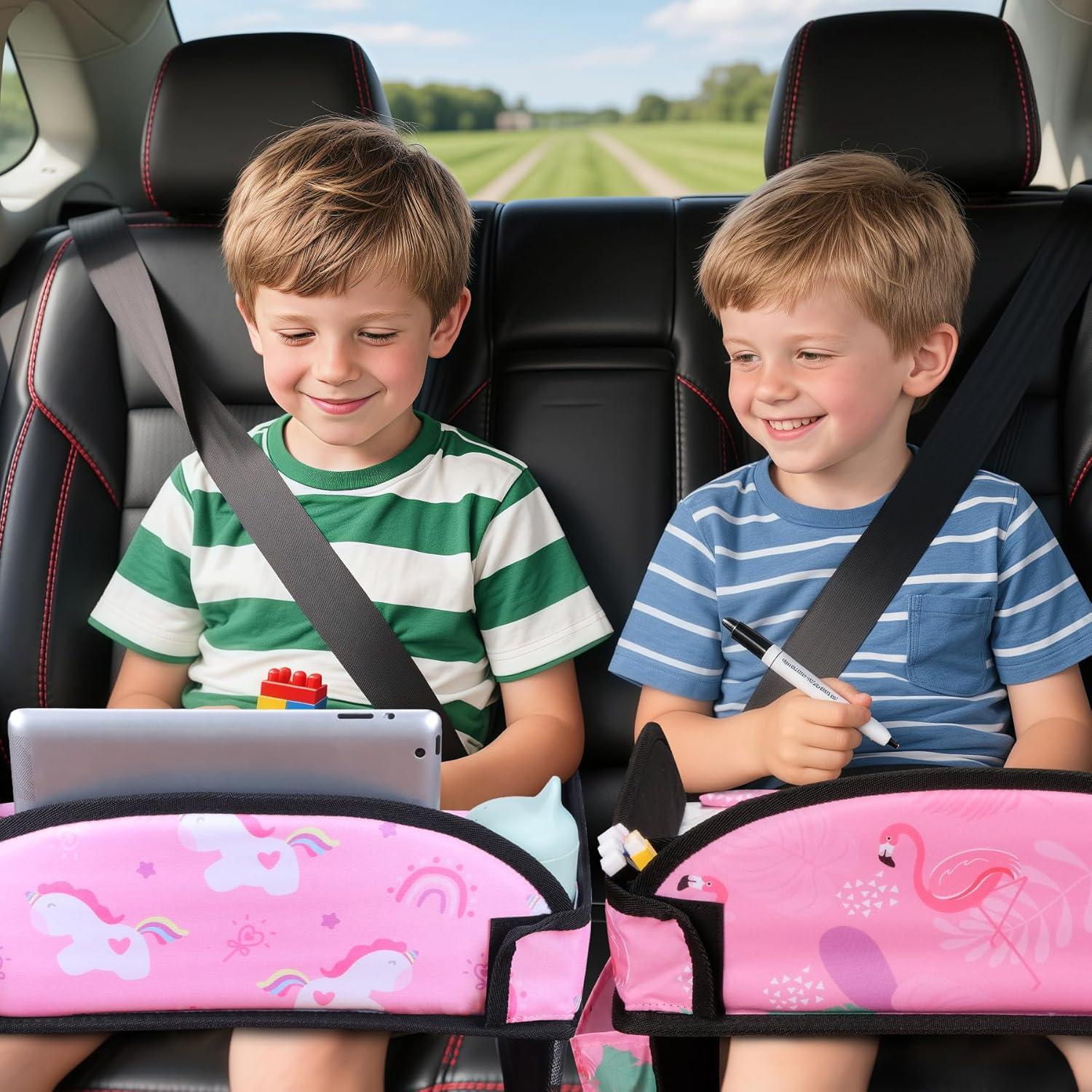 Bandeja de Viaje para Niños WENRENER 2PCS Rosa Ajustable