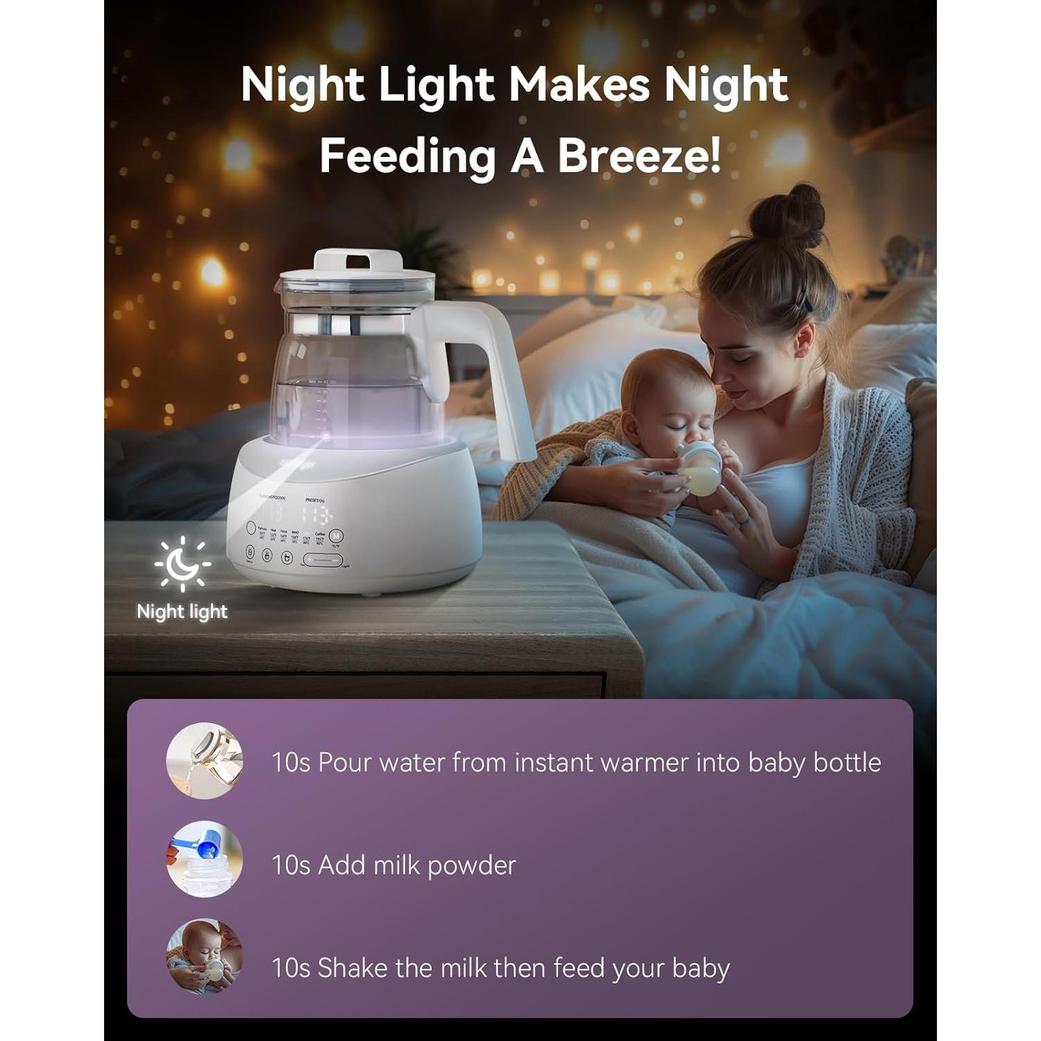 Calentador de Botellas Comfyer BK01 con Luz Nocturna y 6 Temperaturas