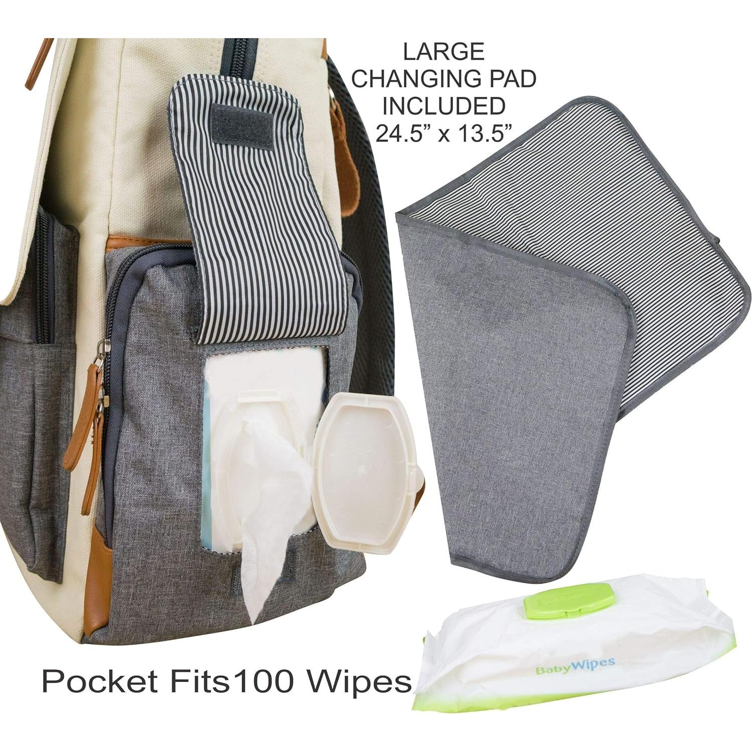 Mochila de Pañales Cutie Carry QTCARRY7, 21L, Gris Crema