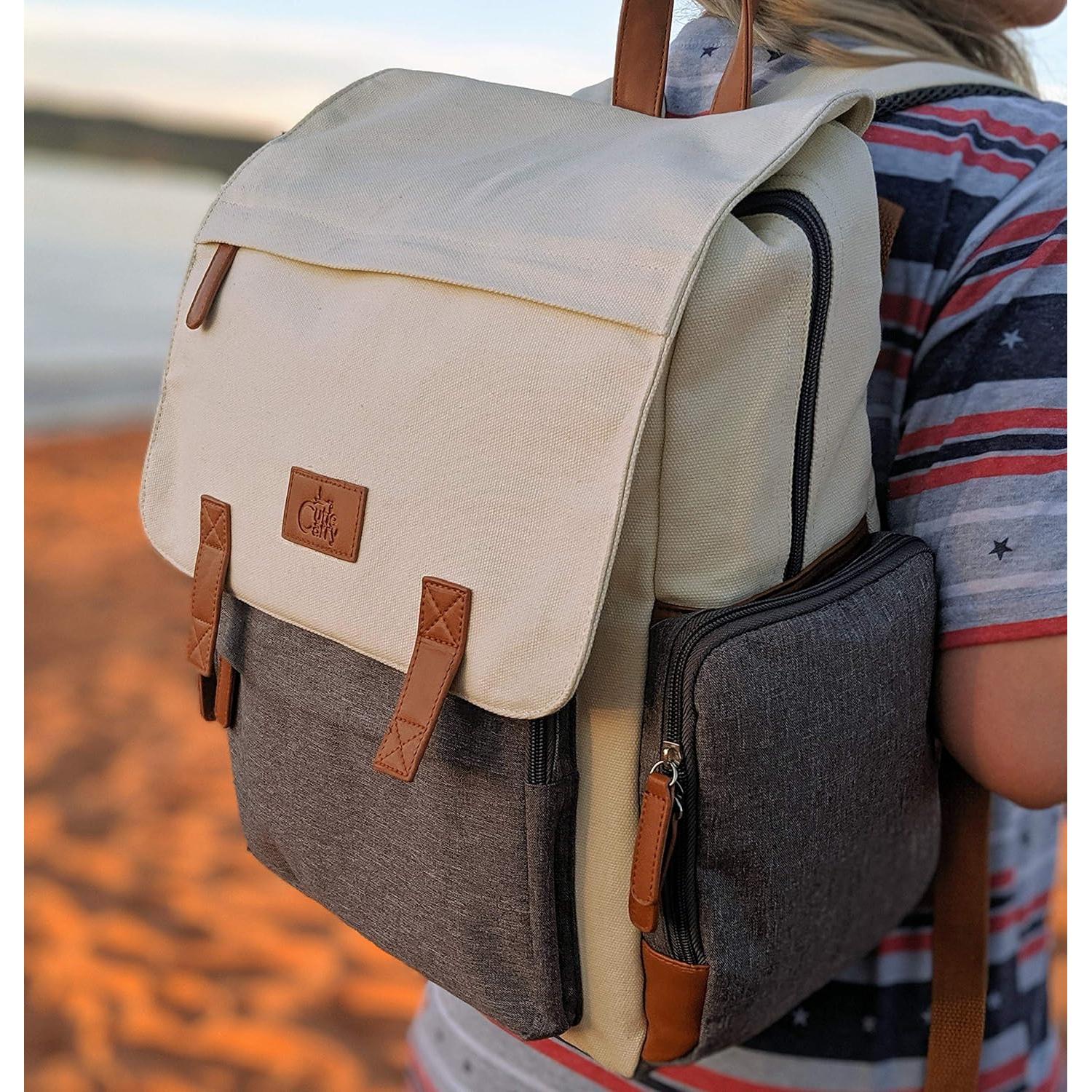 Mochila de Pañales Cutie Carry QTCARRY7, 21L, Gris Crema