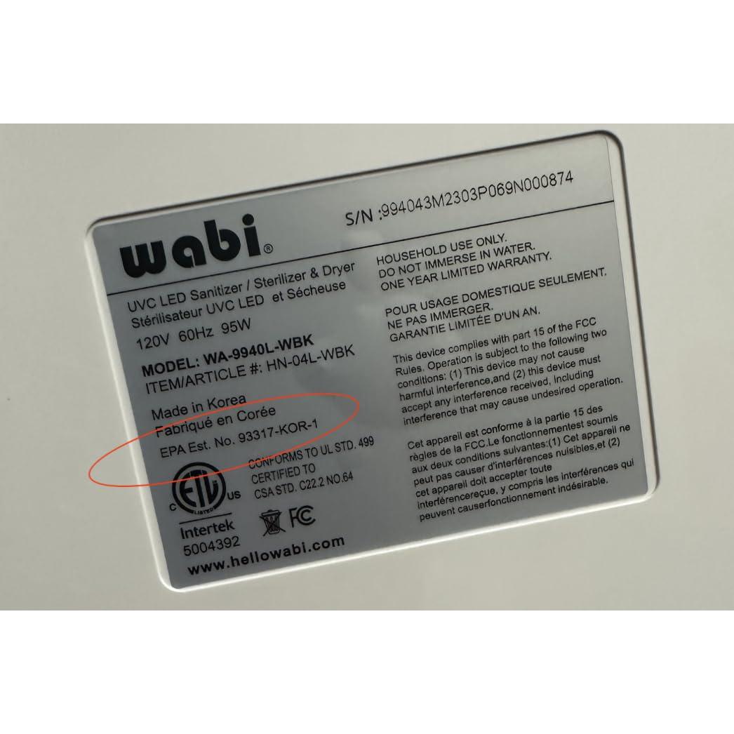 Desinfectante y Secador UV Wabi WA-9940L-WBK - 5.44 kg