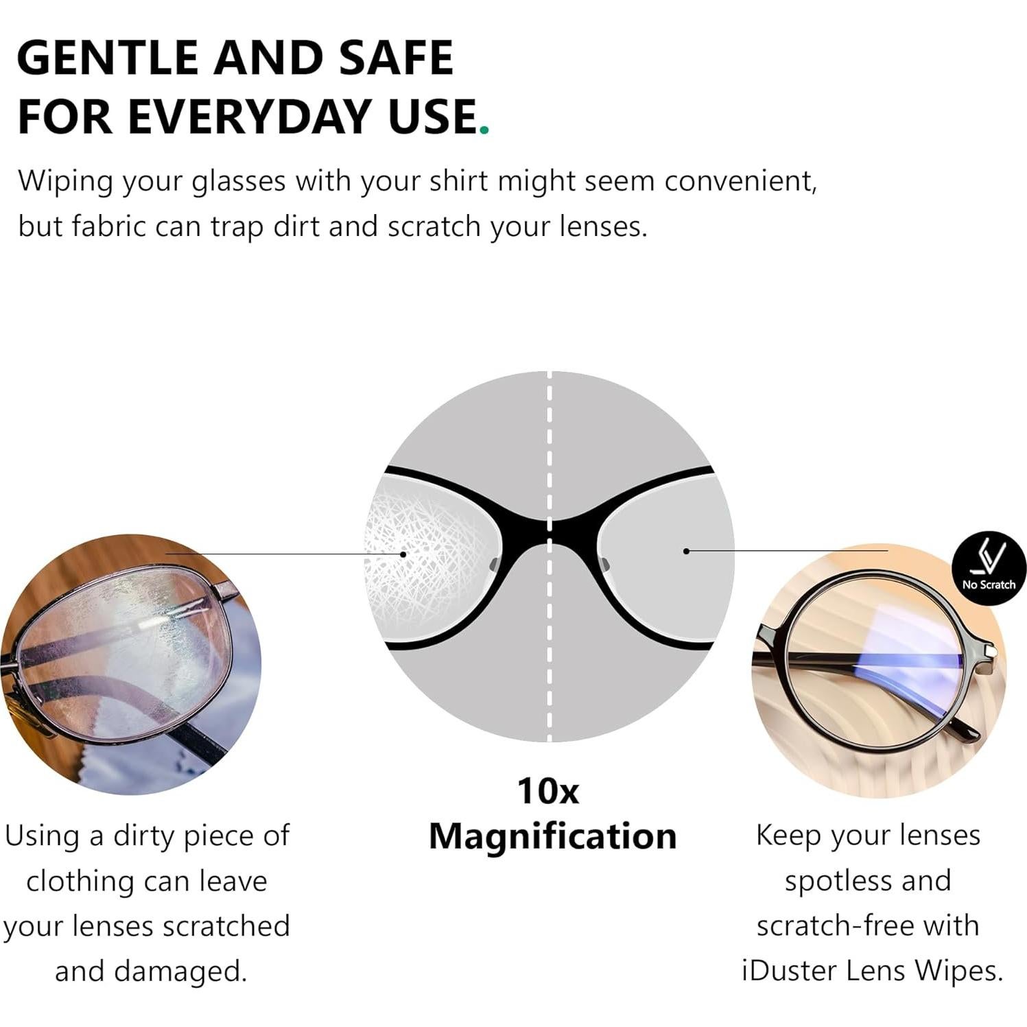 Toallitas de limpieza de lentes iDuster - 100 unidades prehumedecidas