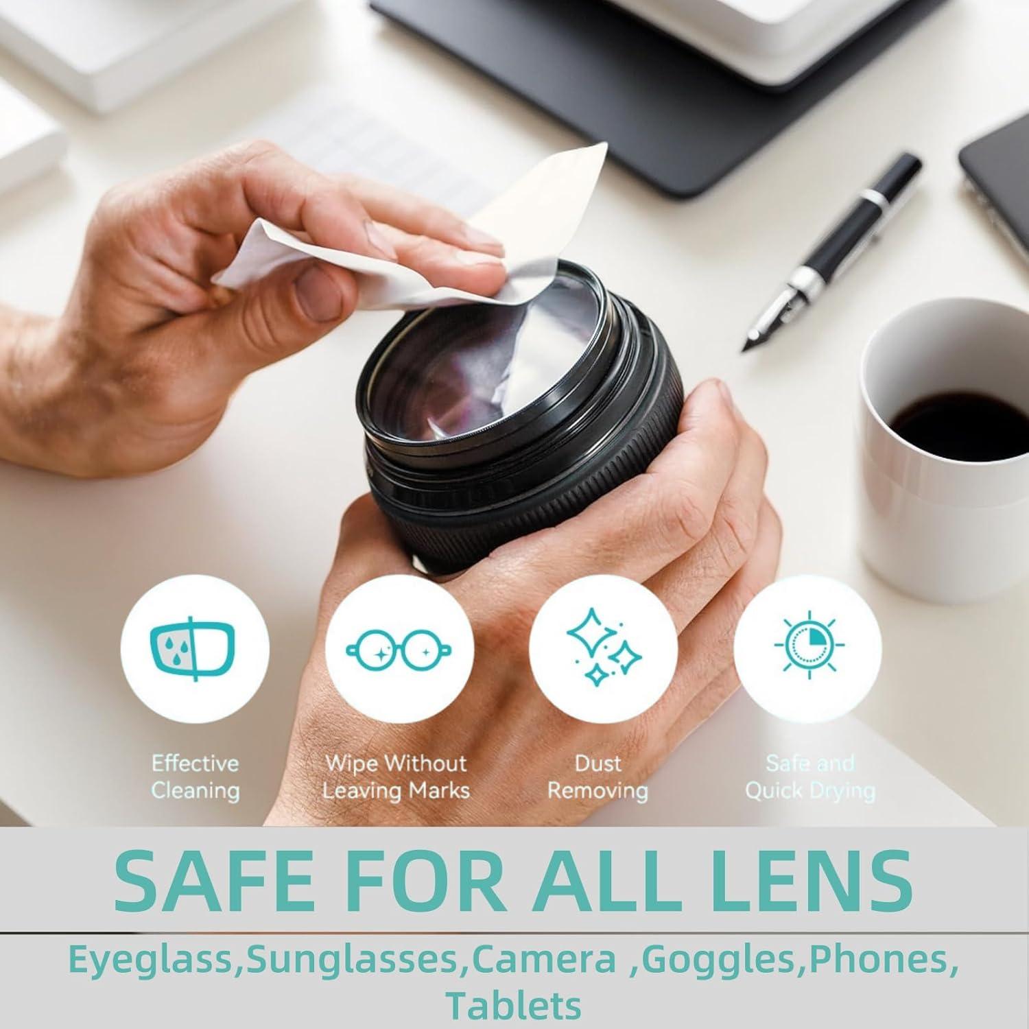 Toallitas limpiadoras de lentes GlintFy - 400 unidades prehumedecidas