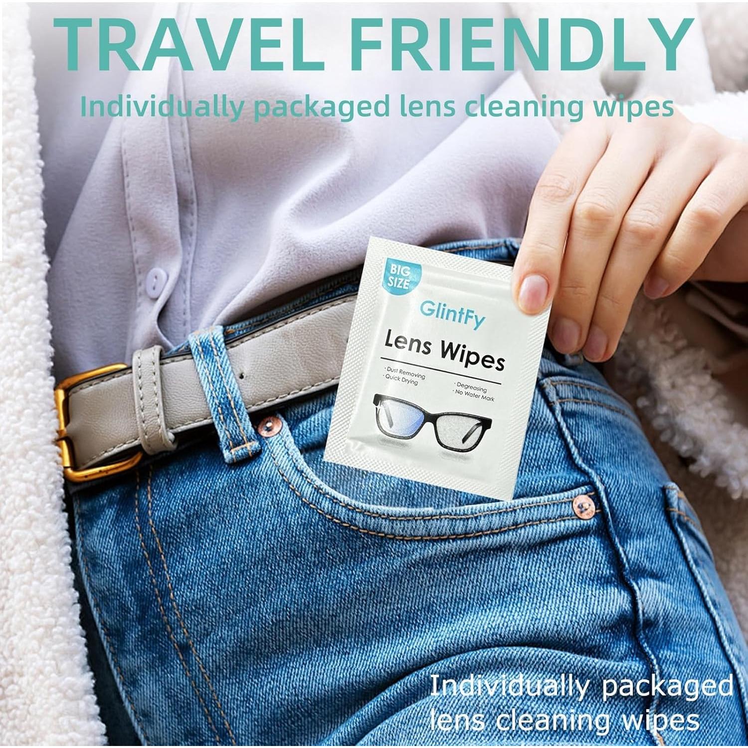 Toallitas limpiadoras de lentes GlintFy - 400 unidades prehumedecidas