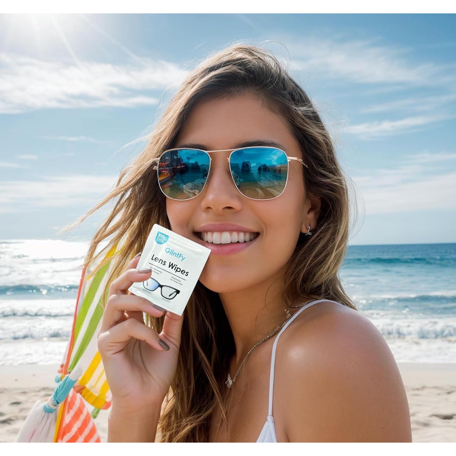 Toallitas limpiadoras de lentes GlintFy - 400 unidades prehumedecidas