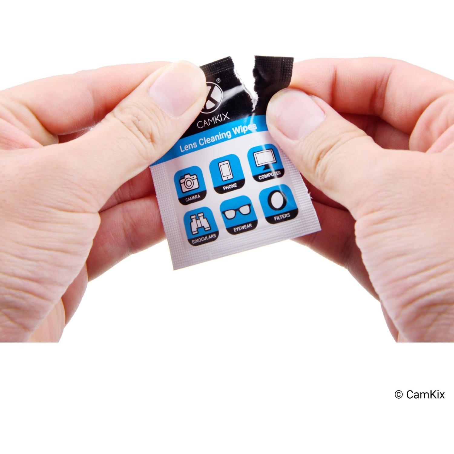 Kit de limpieza CamKix para lentes y pantallas - 2 sprays, 2 paños, 50 toallitas