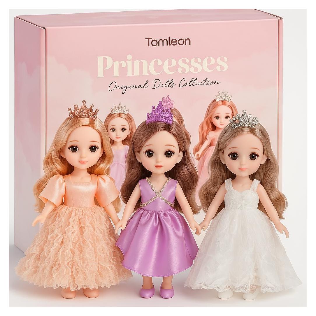 Juego de Muñecas Princesa Tomleon - 3 Muñecas con Accesorios