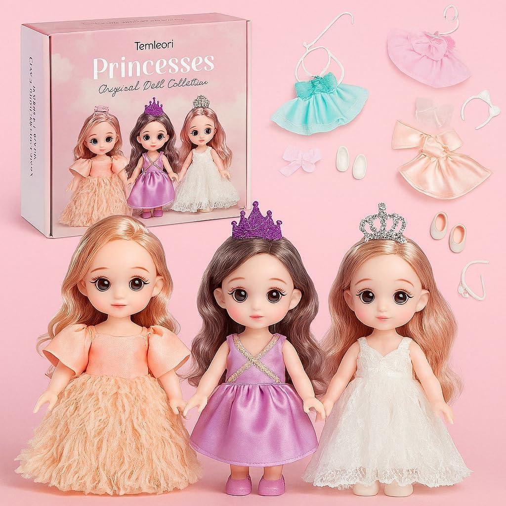 Juego de Muñecas Princesa Tomleon - 3 Muñecas con Accesorios