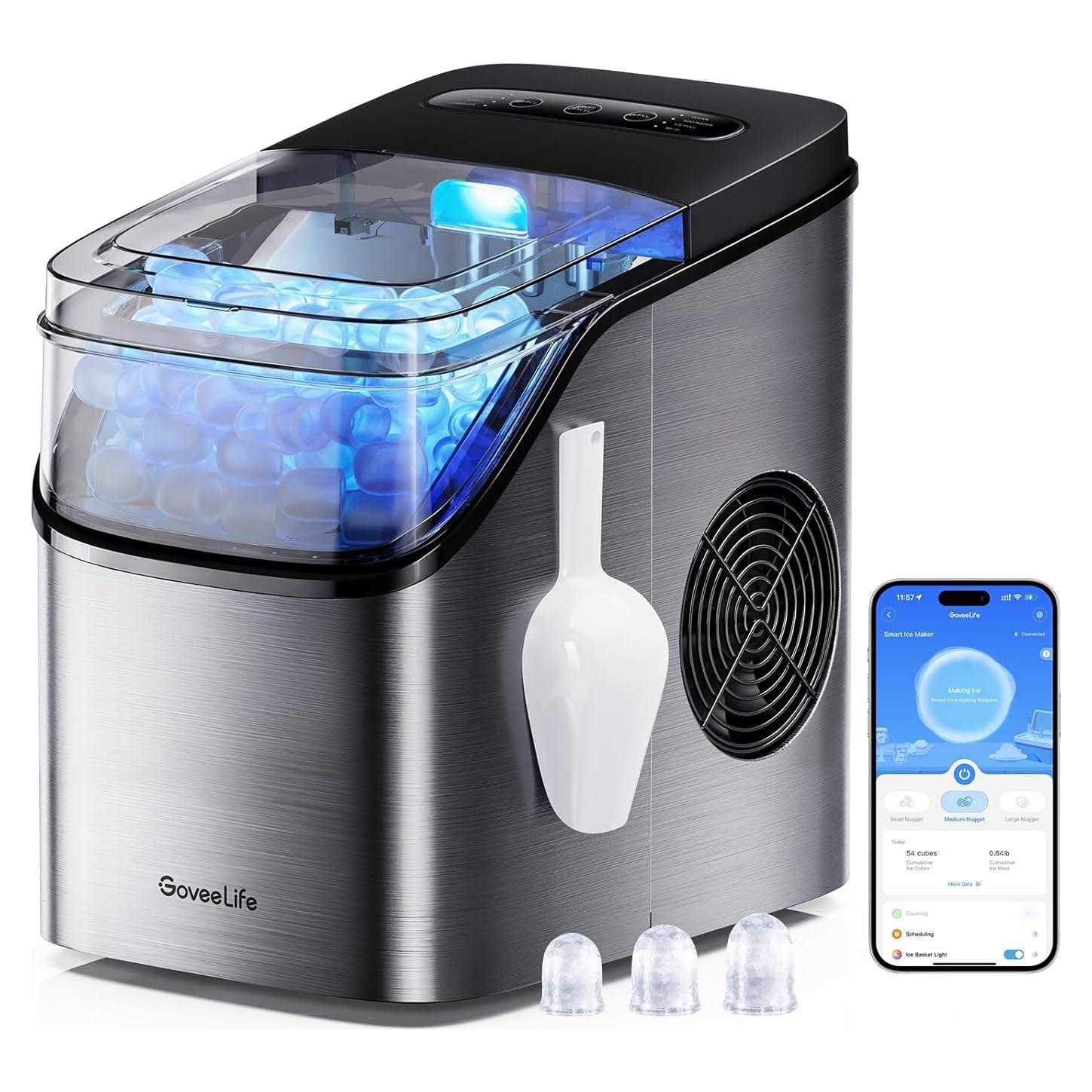 Máquina de Hielo GoveeLife Inteligente 9 Cubos 11,79 kg Plata