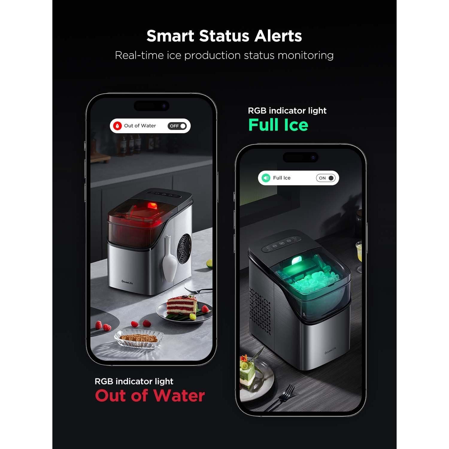 Máquina de Hielo GoveeLife Inteligente 9 Cubos 11,79 kg Plata