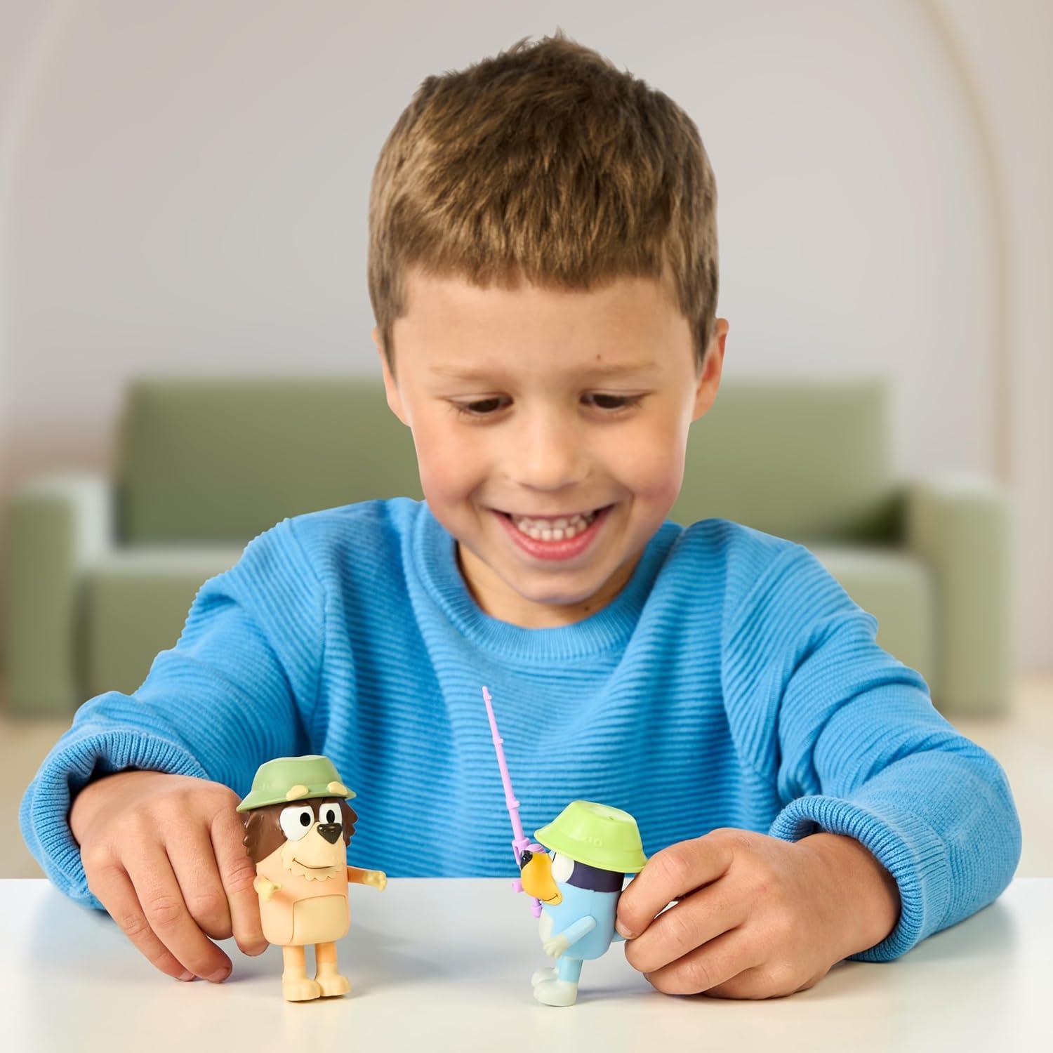 Figura Bluey 2-Pack Pescando con Abuelo 6.35 cm