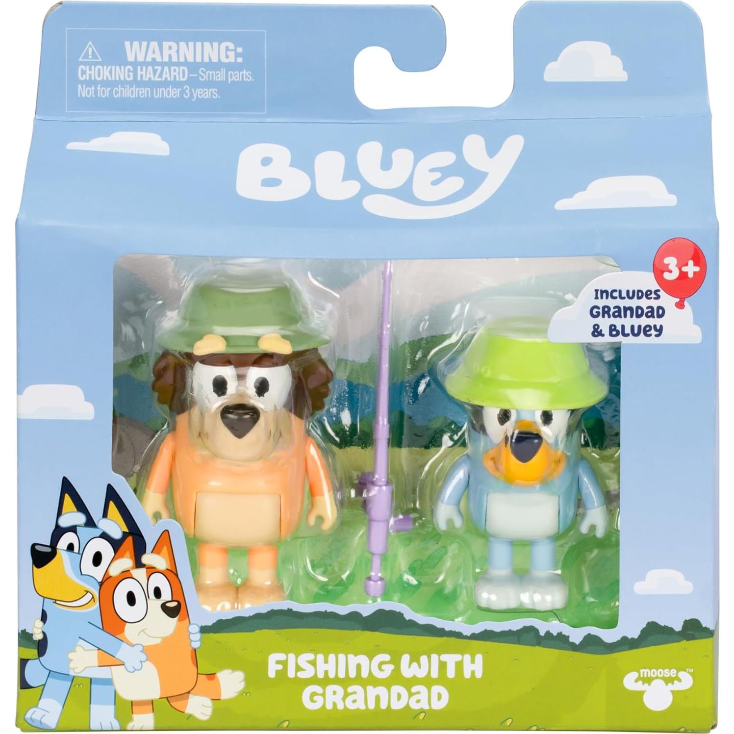 Figura Bluey 2-Pack Pescando con Abuelo 6.35 cm